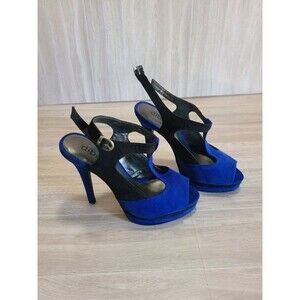 Diba Black & Royal Blue Heels Size 6.5 – 4" Stiletto Peep Toe NIB Platform Shoe